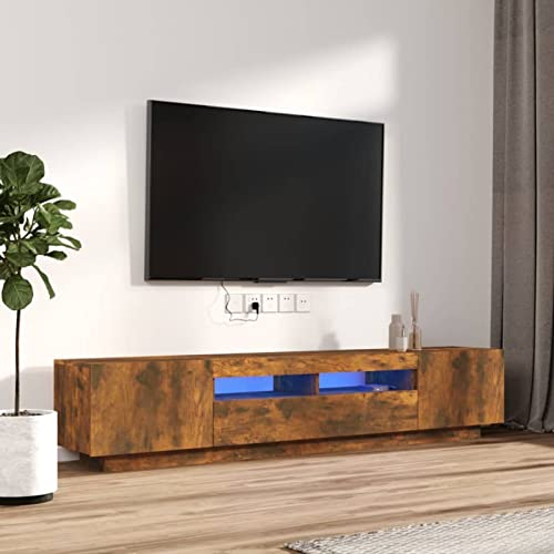 Festnight tv Schrank mit led tv Board fernsehschrank tv Tisch fernsehtisch tv Bank TV Board Sideboard für Wohnzimmer Schlafzimmer Möbel Räuchereiche 200x35x40 cm Festnight tv Schrank mit led tv Board fernsehschrank tv Tisch fernsehtisch tv Bank TV Board Sideboard für Wohnzimmer Schlafzimmer Möbel Räuchereiche 200x35x40 cm von Festnight