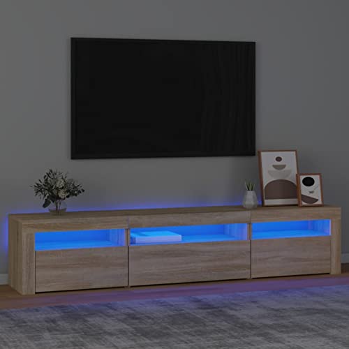 Festnight tv Schrank mit led tv Board fernsehschrank tv Tisch fernsehtisch tv Bank TV Board Sideboard für Wohnzimmer Schlafzimmer Möbel Sonoma Eiche 195x35x40 cm von Festnight