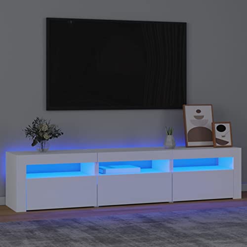 Festnight tv Schrank mit led tv Board fernsehschrank tv Tisch fernsehtisch tv Bank TV Board Sideboard für Wohnzimmer Schlafzimmer Möbel Weiß-2 180x35x40 cm von Festnight