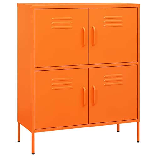 Festnjght Lagerschrank Metallschrank Niedriger Kleiderschrank Metallspind Sideboard Kleiderschrank Wohnzimmer Aktenschrank Stahlschrank Aufbewahrungsschränke Orange 80x35x101,5 cm Stahl von Festnjght