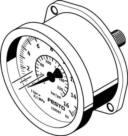 FMA-40-10-1/4-EN (159596) Flanschmanometer Anzeigebereich [bar]:0 bis 10bar Entspricht Norm:EN 837-1 von Festo