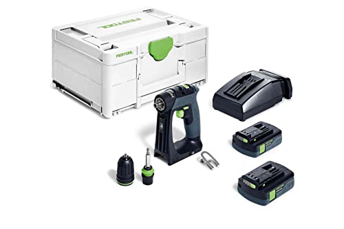 Festool – Akku-Bohrschrauber CXS 18 C 3,0-Plus inkl. Akkupacks BP 18 Li 3,0 C + Schnellladegerät + Magnet-Bithalter + Werkzeugfutter + Schnellspannbohrfutter + Bit + Gürtelclip + Systainer SYS3 M 187 von Festool