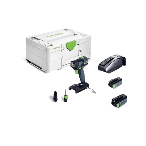 Festool – Akku-Bohrschrauber TXS 18 C 3,0 Plus inkl. Akkupacks BP 18 Li 3,0 C + Schnellladegerät + Magnet-Bithalter + Werkzeugfutter + Schnellspannbohrfutter + Bit + Gürtelclip + Systainer SYS3 M 187 von Festool