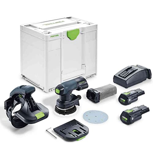 Festool Akku-Kantenschleifer ES-ETSC 125 3,0 I-Plus (mit Ansetzhilfe, Akkupacks Schnellladegerät, Schleifteller, Longlife-Staubfangbeutel, Innensechskantschlüssel), im Systainer von Festool