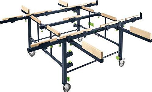 Festool Mobiler Säge- und Arbeitstisch STM 1800 (mit Holzauflagen montiert, Verlängerungsrohre mit Holzauflagen) von Festool