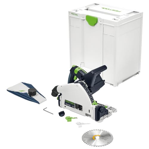 Festool Akku-Tauchsäge TSC 55 KEB-Basic-5,0 (mit Akkupacks, Kreissägeblatt, Splitterschutz, Sichtfenster, Staubfangbeutel, Innensechskantschlüssel), im Systainer von Festool