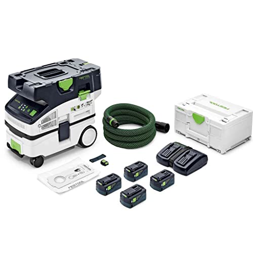 Festool Akku-Absaugmobil CTLC Mini I-Plus CLEANTEC (mit Hauptfilter, SELFCLEAN Filtersack, Saugschlauch, Sauger-Fernbedienung, Energie-Set SYS 18V) von Festool