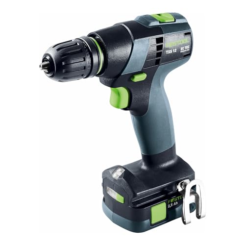 Festool Akku-Bohrschrauber TXS 12 2,5-Plus 576873 (Bohrschrauber Bohrer Werkstatt Holzbohrer Stahlbohrer) Farbe: Grau/Grün/Akkuspannung: 10,8 V/Gänge: 2 von Festool