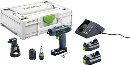 Festool Akku-Bohrschrauber TXS 2,6-Set (mit Akkupacks, Ladegerät, Werkzeugfutter, Magnet-Bithalter, Schnellspannbohrfutter, Winkelvorsatz, Bit, Gürtelclip), im Systainer von Festool