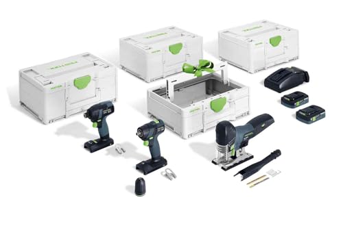 Festool Akku-Combo-Set Montage Akku-Schlagschrauber TID 18 I Akku-Bohrschrauber TXS 18 I Akku Pendelstichsäge PSC 420 I Systainer ToolboxTB M 137 von Festool