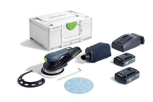 Festool Akku-Exzenterschleifer ETSC 2 125 4,0 I-Plus incl. StickFix Schleifteller D:125mm W-HT (weich-HT), 2x Akkupack BP 18 Li 4,0 HPC-ASI im Sysainer SYS 3 M 187 von Festool