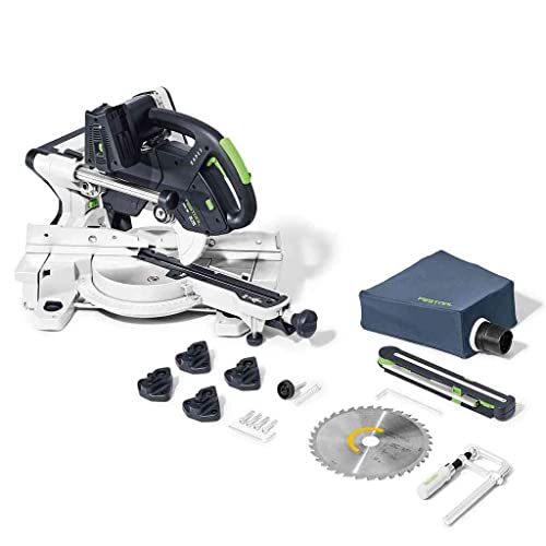 Festool Akku-Kapp-Zugsäge KSC 60 EB-Basic KAPEX (mit Kreissägeblatt WOOD UNIVERSAL, Schraubzwinge, LED-Schlaglicht, Winkelschmiege, Erhöhung, Staubfangbeutel, Innensechskantschlüssel) von Festool