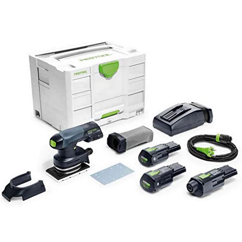 Festool Akku-Rutscher RTSC 400 3,0 I-Set (mit Akkupacks BP 18 Li 3,0, Schnellladegerät, Netzadapter (inkl. plug it-Netzkabel), Schleifschuh, Protector, Longlife-Staubfangbeutel), im Systainer von Festool