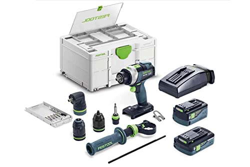 Festool Akku-Schlagbohrschrauber TPC 18/4 5,0/4,0 I-Set/XL QUADRIVE (mit Akkupacks, Schnellladegerät, Werkzeugfutter, Schnellspannbohrfutter, Zusatzhandgriff, Winkelvorsatz,Bitkassette), im Systainer von Festool
