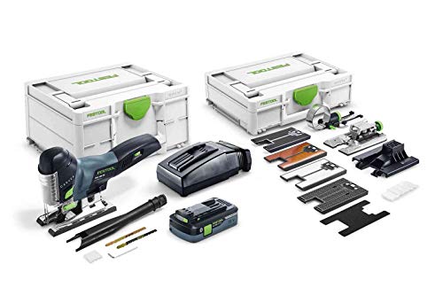 Festool Akku-Pendelstichsäge PSC 420 HPC 4,0 EBI-Set CARVEX (mit Akkupack, Schnellladegerät, Stichsägeblatt-Set: WOOD FINE CUT und WOOD UNIVERSAL, Splitterschutz, Zubehör-Systainer), im Systainer von Festool