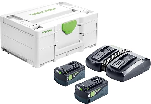Festool – Energie-Set SYS 18V 2x5,0/TCL 6 Duo inkl. 2X Akkupacks BP 18 Li 5,0 ASI + Schnellladegerät TCL 6 Duo + Systainer SYS3 M 187 von Festool