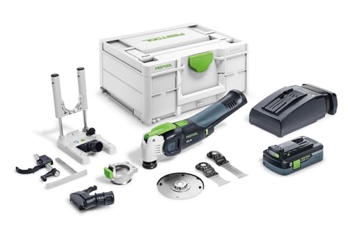 Festool Akku-Oszillierer OSC 18 HPC 4,0 EI-Set VECTURO (mit Akkupack, Schnellladegerät, Absaugvorrichtung, Ansetzhilfe, Tiefenanschlag, Adapter, Sägeblätter), im Systainer von Festool