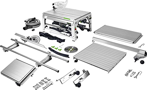 Festool Tischzugsäge CS 70 EBG-Set PRECISIO (mit Kreissägeblatt, Schiebetisch, Längsanschlag, Winkelanschlag, Absaug-Set, Schiebestock, Zubehörgarage, Abstützung mit Transportrolle, Luftfilter) von Festool