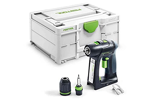 Festool Akku-Bohrschrauber C 18-Basic (mit Werkzeugfutter, Magnet-Bithalter, Schnellspannbohrfutter, Bit, Gürtelclip), im Systainer von Festool