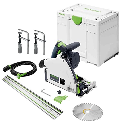 Festool Tauchsäge TS 60 KEBQ-Plus-FS, 577417 (mit Führungsschiene, Innensechskantschlüssel, Kreissägeblatt, Sichtfenster, Splitterschutz, Schraubzwingen), im Systainer von Festool