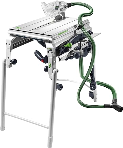 Festool Tischzugsäge CS 50 EBG PRECISIO (mit Kreissägeblatt, Winkelanschlag, Klappbeine, Splitterschutz, Absaug-Set, Schiebestock,Zubehörgarage,Abstützung mit Transportrolle,Innensechskantschlüssel) von Festool