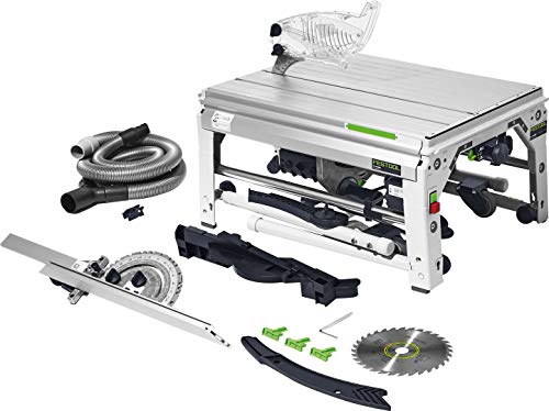 Festool Tischzugsäge CS 70 EBG PRECISIO (mit Kreissägeblatt, Splitterschutz, Winkelanschlag, Absaug-Set, Schiebestock, Zubehör-Garage,Abstützung mit Transportrolle,Luftfilter,Innensechskantschlüssel) von Festool