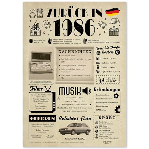 Geschenke zum 39. Geburtstag Frau - Geburtstagsgeschenk für Männer 39 - Schöne Geburtstagskarte 39 Frau und Mann - Geburtstagsdekoration 39. Geburtstag Männer und Frauen - Karte 1986 von FestySpark