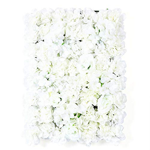 Fetcoi 12/20pcs 40x60Cm Künstliche Blumenwand Hintergrund, Weiß Rosenwand Seidenblume Rosenwand, Für Hochzeit Party Garten Dekor (Stück : 20) von Fetcoi