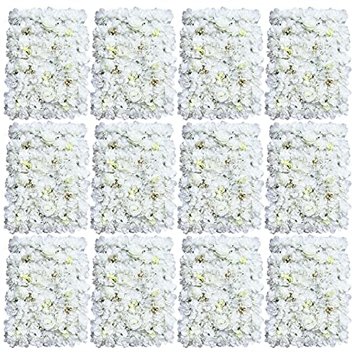 12 Stück Künstliche Blumenwand, künstliche Blumenwand, künstliche Rose, DIY, Blumenwand, Seide, Blumenwand, Wandpaneel für Hochzeit, Hintergrund, Dekoration, Haus, Garten, Party, 60 x 40 cm von Fetcoi