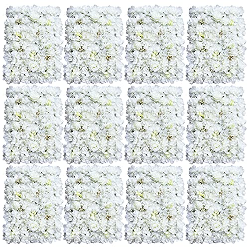 12 Stück Romantische Künstliche Blumenwand Rosenwand Diy Wandpaneel Blumenwandpaneele Hintergrund 60x40cm, Für Hochzeitsortdekor Partei Bühnendekor Etc von Fetcoi