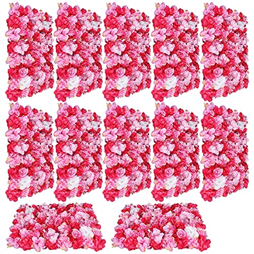 12 Stück künstliche Blumen Wand Rosen Wand Kunstblumen Panel Kunstblumen Wand Seide Blume Wand Panel für Hochzeit Hintergrund Fotografie Veranstaltungsort Dekor Haus Garten Party 60 x 40 cm von Fetcoi
