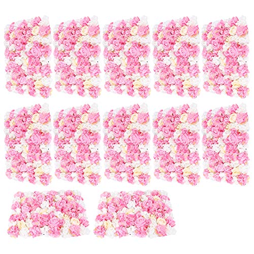 Fetcoi 12x Romantische Künstliche Blumenwand Blume Wand Rosenwand, Blumenwandpaneele Hochzeit/Fotohintergrund Dekor von Fetcoi