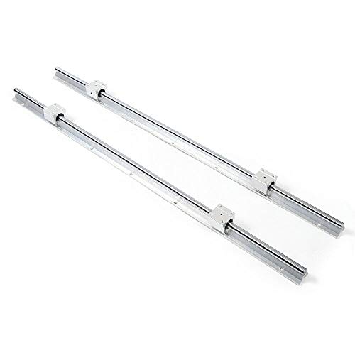 Fetcoi 2 x SBR16 1500mm Linearführung Linearwelle Rail & 4 x SBR16UU Lagerblock, Mini-Linearführungslager aus Stahl von Fetcoi