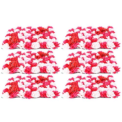 6 Stück Blumenpaneele Künstliche Blumenwand Gefälschte Blume Wand Künstliche Rose DIY Blumenwand Seide Blume Wandpaneel Home Hochzeit Party Hintergrund Blumendekor Dunkelrosa Champagner von Fetcoi