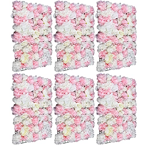 6PCS Künstliche Blumenwand ​Fake Blumen Kunstblumen Rosenwand Gefälschte Blumenwand Rosen Deko Blumen für Hochzeit Fotografie Party Hintergrund Dekoration, 40 * 60cm HellPink von Fetcoi