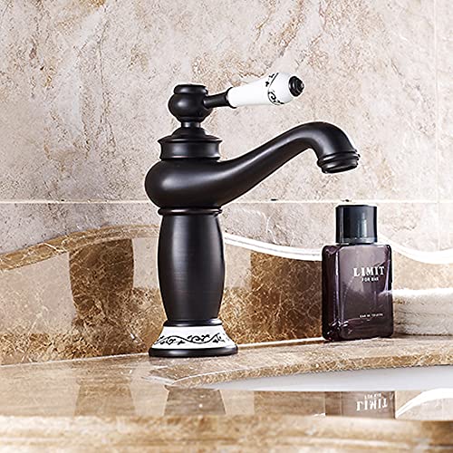 Antik Bad Wasserhahn Schwarz Waschbecken Wasserhahn Vintage Waschtischarmatur +Schläuc von Fetcoi