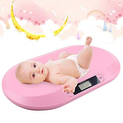 Digital Babywaage Tierwaage für Kinder Welpen Kleintiere mit Batterien 20kg (Rosa) von Fetcoi