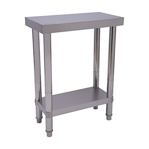 Fetcoi 2 Schichten Küche Vorbereitung Tisch Heavy DutyCatering Tisch Edelstahl 60 * 30 * 85cm Prep Workbench Arbeitstisch 300kg Tragfähigkeit für Kommerzieller Restaurant oder zuHause von Fetcoi