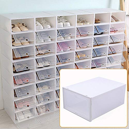 Fetcoi 20/24PCS Schuhbox Stapelbarer praktische Kunststoffbox mit durchsichtiger für Kleine AusrüStung Zeitschriften BüCher Schuhe (24) von Fetcoi