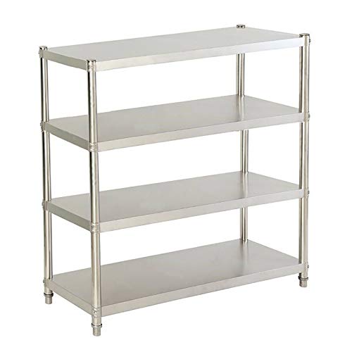 Fetcoi 4-Tier Edelstahlregal Gastro Schwerlastregal sehr stabil Edelstahl Regal Küchenregal Kühlraumregal Reinraum Ebenen bis zu 120x40x150cm von Fetcoi