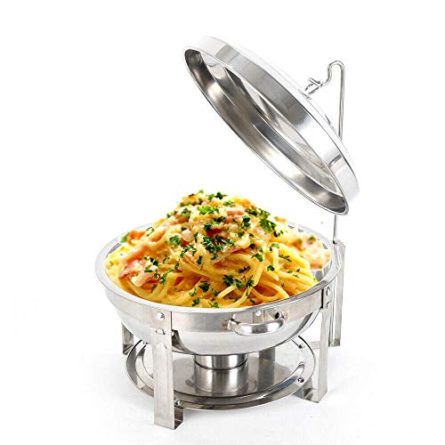 Fetcoi 7,5L Rund Chafing Dish Speisenwärmer mit Griff Buffetwärmer aus Hochglanzpoliert Edelstahl Wärmebehälter für Gaststätte Hotel Catering von Fetcoi