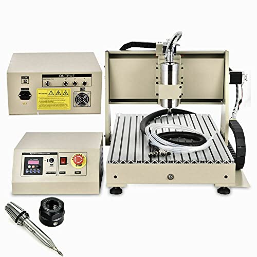 Fetcoi CNC Fräsmaschine 3 Achse 6040 Graviermaschine USB Router Engraver Kit Gravurwerkzeug, 1.5KW VFD Spindelmotor + Steuerbox, XYZ-Arbeitsbereich 600 x 390 x 120 mm (3 AXIS) von Fetcoi