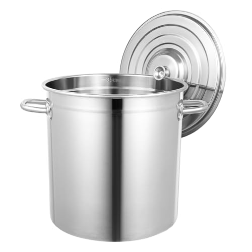 Kochtopf Groß Suppentopf Edelstahl Nudeltopf 35L Cooking Pot mit Deckel, Durchmesser 36 cm, Dicke 0.4 mm von Fetcoi