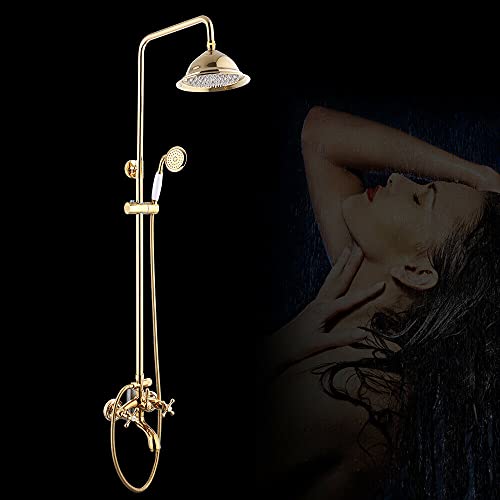 Modern Duschsystem Duscharmatur Set Edelstahl Regendusche Duschset Kopfbrause Badezimmer Messing Duschkopf Gold von Fetcoi
