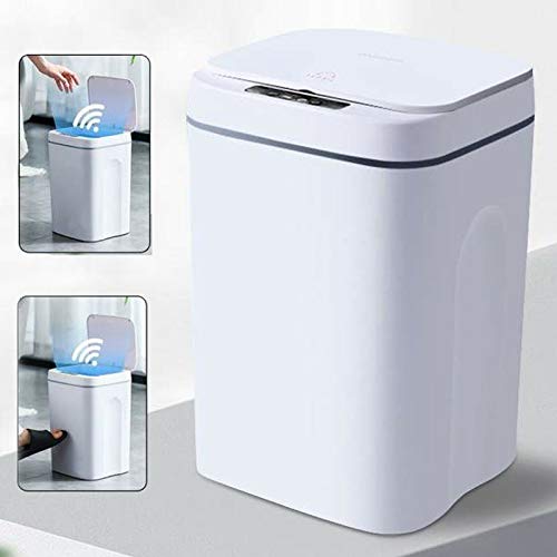 Mülleimer 16L Automatik IR Sensor Küchen Abfalleimer Schließer + Induktiver Dual-Mode ABS-Kunststoff Abfallbehälter Recycler für Küche Schlafzimmer Bad (weiß) von Fetcoi