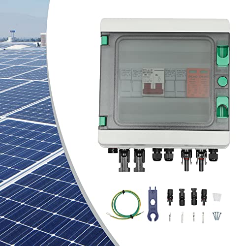 Solar PV Anschlusskasten DC 500V 2-String 63A 2 in 1 out Mit Überspannungsschutz PV, DC Trennschalter Leistungsschalter, Absicherung PV Anlage Verteilerkasten IP65 Beleuchtung Schutz von Fetcoi