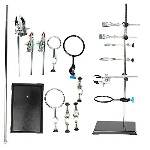 Stativ Set Labor Stativ Set Stativklemme für Labor Experiment Forschung Haltekolben Kondensatorrohr usw(60cm) von Fetcoi