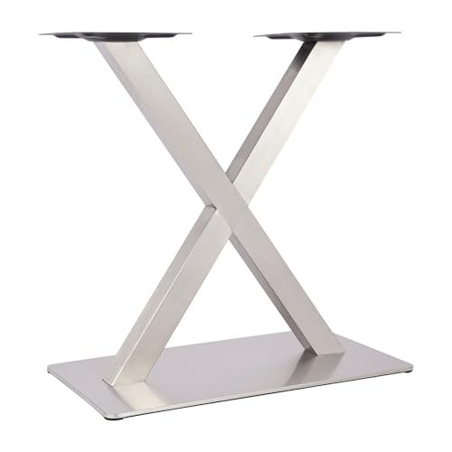 Tischbeine Metall Tischgestell Tischkufen V-Form/X-Form Tischfuß Silber Edelstahl Untergestell Höhe 70cm / 70cm (X-Form 72cm) von Fetcoi