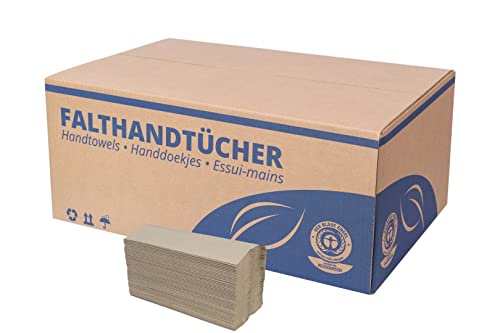 Falthandtücher Natur Premium | 3.648 Blatt | Recycling 1-lagig 24,5 x 32 cm | C-Falz Papierhandtücher geeignet für Handtuchspender | Ideal für Gastronomie, Krankenhäuser, Praxen uvm. von FETEX