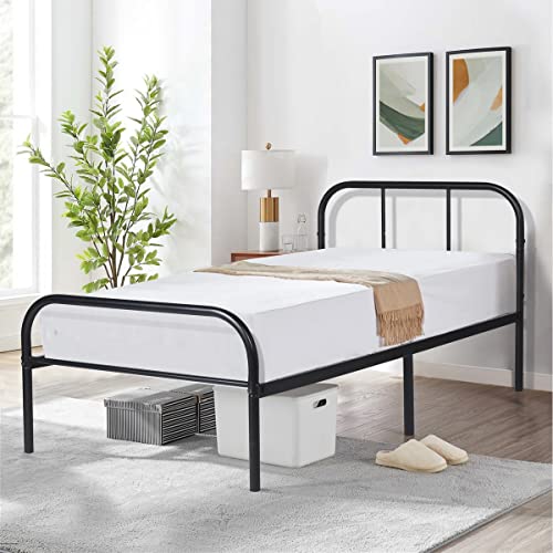 FetiNes Bettgestell Gästebett Metallbett | Modern Einzelbett Jugendbett Bettrahmen mit Lattenrost für Schlafzimmer Gästezimmer | 90x200 cm | Schwarz von FetiNes